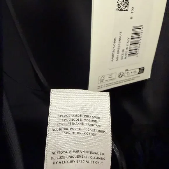 NWT Alaia Turtleneck Velvet Mini Dress Navy Womens FR 36 / US 4 - Picture 9 of 12